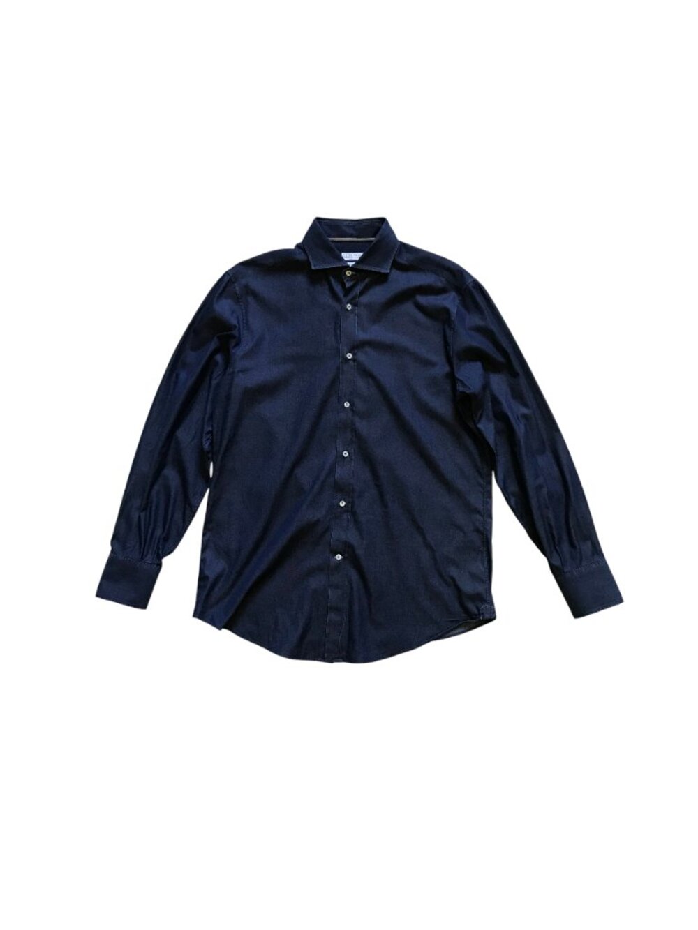 Brunello Cucinelli Denim Basic Fit Button Down Shirt Mens Large Navy Blue Cotton - Picture 2 of 11